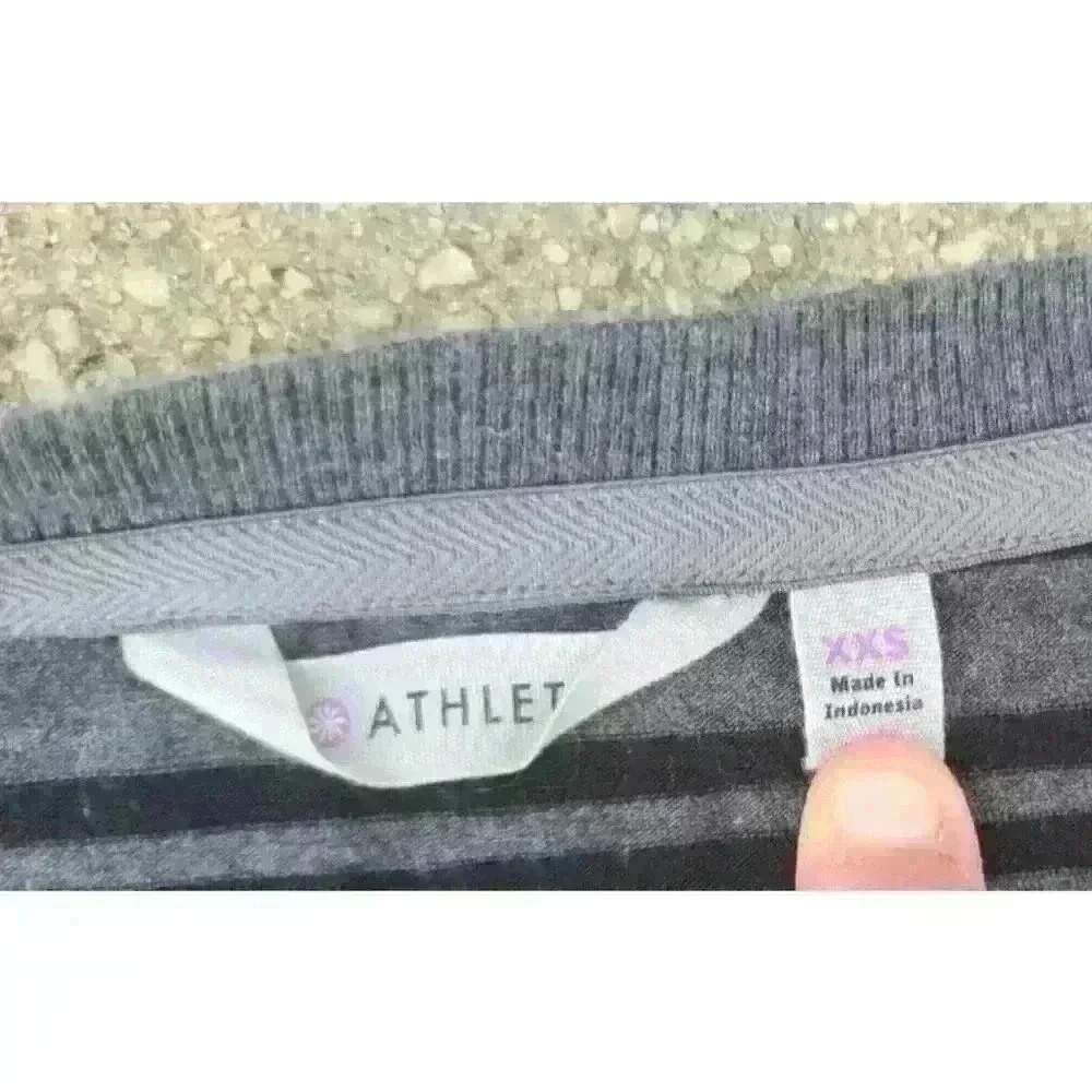 Athleta Womens TOPANGA Dress Size XXS Black Gray Striped Jersey V-Neck Ruched - Picture 6 of 10